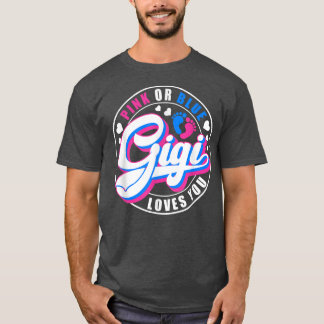 Retro Pink Or Blue Gigi Loves You Baby Gender Reve Tシャツ