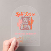 Retro Pink Orange Cowgirl Last Disco Nash Bash  アクリル招待状 (インサイチュ (ポータブル))