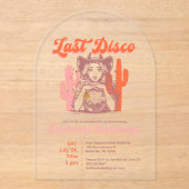 Retro Pink Orange Cowgirl Last Disco Nash Bash  アクリル招待状 (正面)