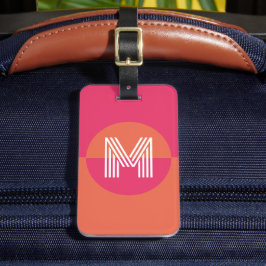 Retro Pink Orange Geometric Modern Monogram ラゲッジタグ