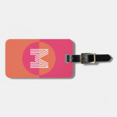 Retro Pink Orange Geometric Modern Monogram ラゲッジタグ (正面横)