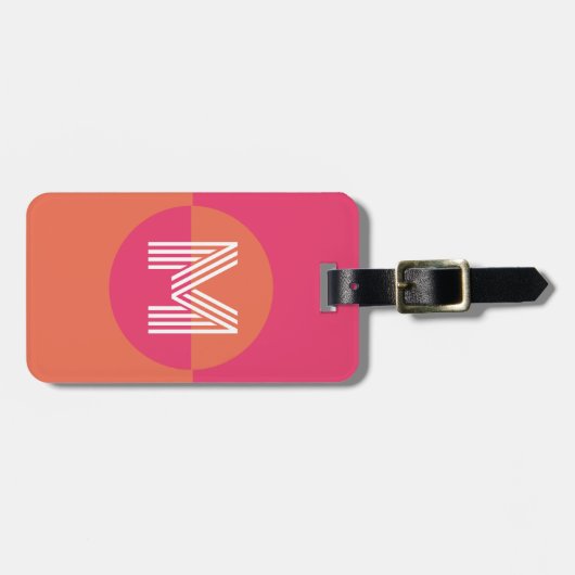 Retro Pink Orange Geometric Modern Monogram ラゲッジタグ (正面横)