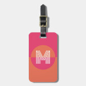 Retro Pink Orange Geometric Modern Monogram ラゲッジタグ (正面縦)
