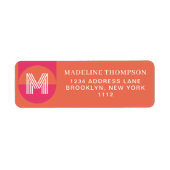 Retro Pink Orange Geometric Modern Monogram ラベル (正面)