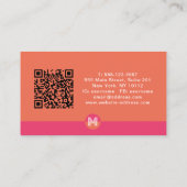 Retro Pink Orange Geometric Monogram QR Code 名刺 (裏面)