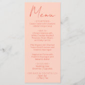 Retro Pink Orange Hand Written Wedding Menu メニュー (正面)