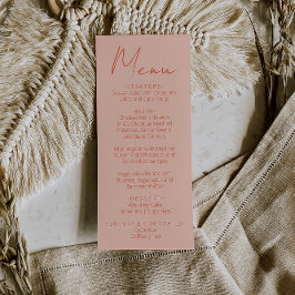 Retro Pink Orange Hand Written Wedding Menu メニュー
