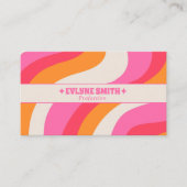 Retro Pink Orange QR Code Boho Groovy Girly Trendy 名刺 (正面)