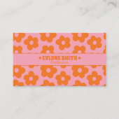Retro Pink Orange QR Code Groovy Floral Boho Girly 名刺 (正面)