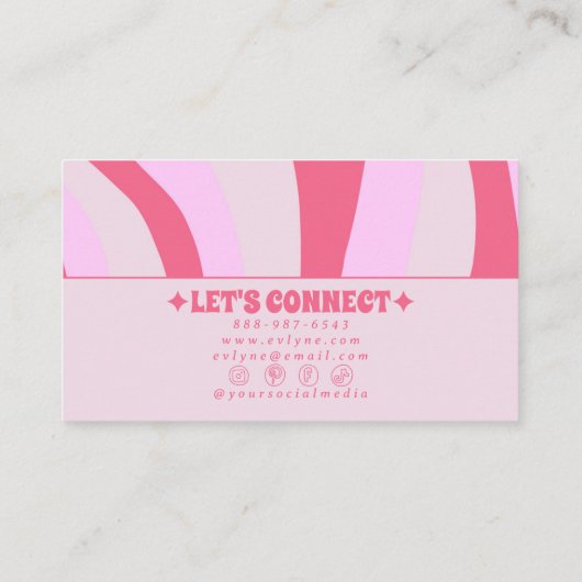 Retro Pink Pastel 70s Boho Groovy Girly Trendy Bus 名刺 (裏面)