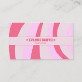 Retro Pink Pastel 70s Boho Groovy Girly Trendy Bus 名刺 (正面)