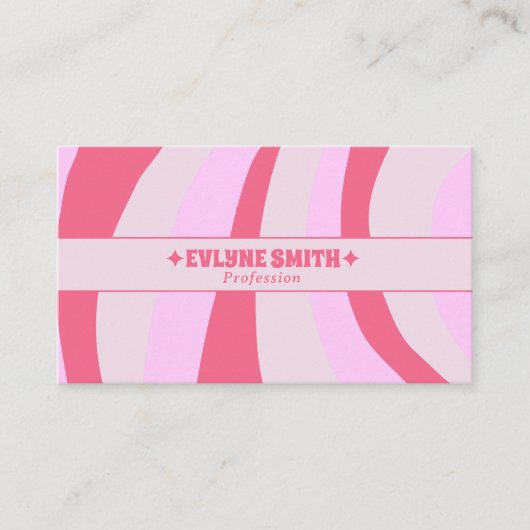 Retro Pink Pastel 70s Boho Groovy Girly Trendy Bus 名刺 (正面)