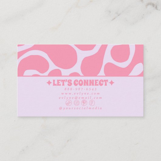 Retro Pink Pastel 70s Groovy Funky Girly Trendy 名刺 (裏面)