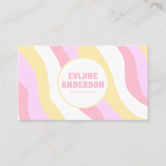 Retro Pink Pastel QR Code 70s Boho Groovy Girly 名刺 (正面)