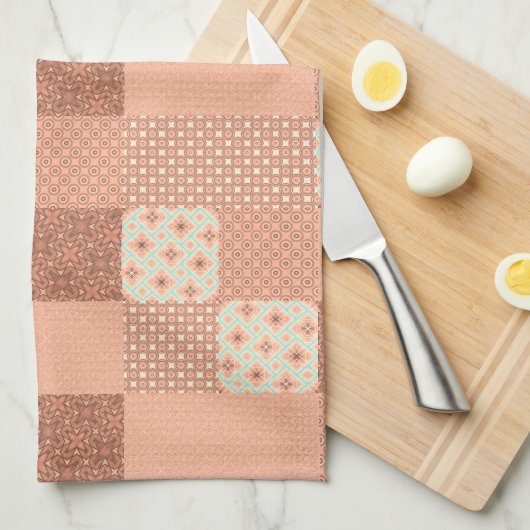 Retro Pink Patchwork キッチンタオル (四つ折り)