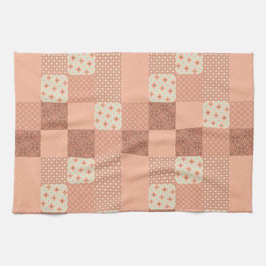 Retro Pink Patchwork キッチンタオル (横)