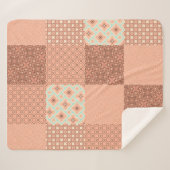 Retro Pink Patchwork シェルパブランケット (正面(横))
