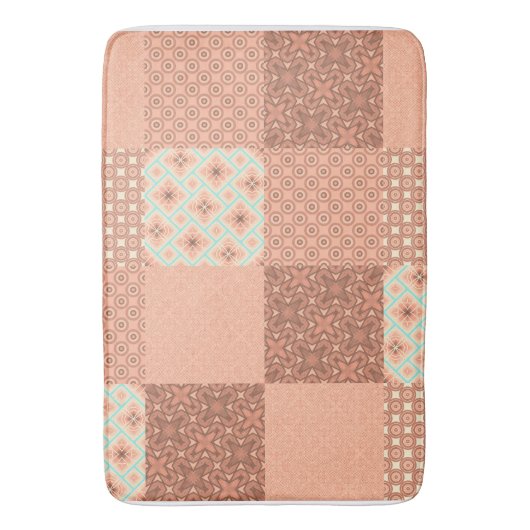 Retro Pink Patchwork バスマット (正面縦)