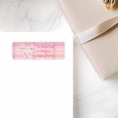 Retro Pink Plaid Whimsical Holiday  ラベル