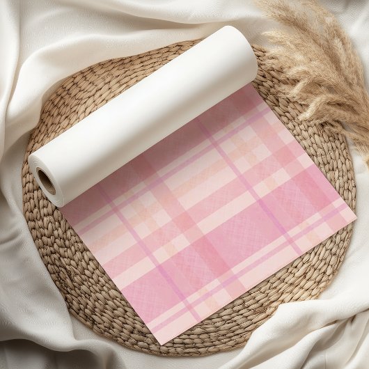 Retro Pink Plaid Whimsical Holiday  薄葉紙