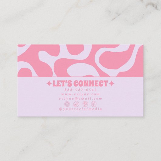 Retro Pink Purple 70s Boho Groovy Girly Trendy 名刺 (裏面)