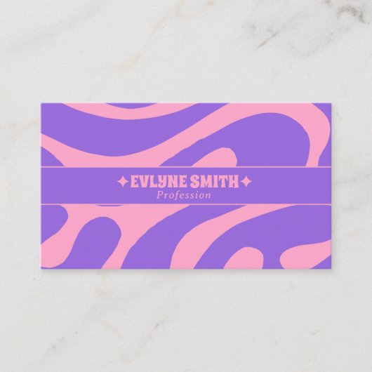 Retro Pink Purple 70s Boho Groovy Unique Girly 名刺 (正面)