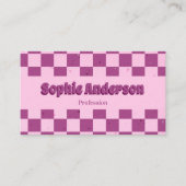 Retro Pink & Purple Checkerboard with QR Code 名刺 (正面)