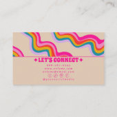 Retro Pink Rainbow Colorful Groovy Girly Trendy  名刺 (裏面)