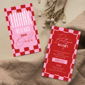 Retro Pink & Red Business Thank You Discount ノートカード