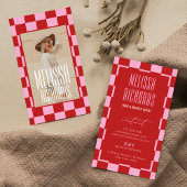 Retro Pink Red Groovy Beauty Salon Custom Photo 名刺