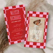 Retro Pink Red Groovy Beauty Salon Custom Photo 名刺