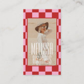 Retro Pink Red Groovy Beauty Salon Custom Photo 名刺 (正面)