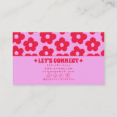 Retro Pink Red Groovy Floral Boho Girly Trendy 名刺 (裏面)