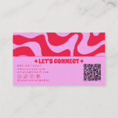 Retro Pink Red QR Code Boho Groovy Funky Trendy  名刺 (裏面)