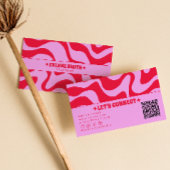 Retro Pink Red QR Code Boho Groovy Funky Trendy 名刺