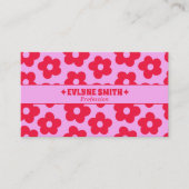 Retro Pink Red QR Code Groovy Floral Boho Girly  名刺 (正面)