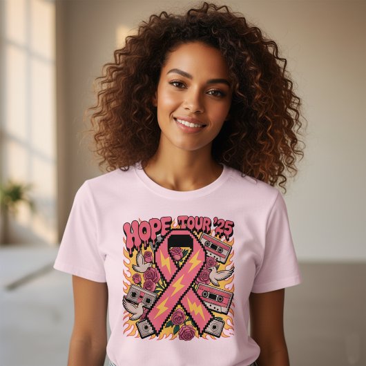 Retro Pink Ribbon Hope Tour '25 Cancer Awareness  Tシャツ