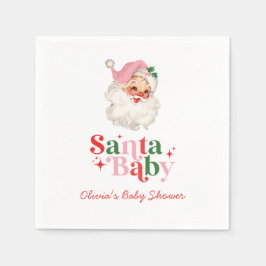 Retro Pink Santa Baby christmas baby shower スタンダードカクテルナプキン