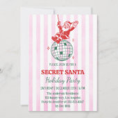 Retro Pink Secret Santa Disco Holiday Party        招待状 (正面)