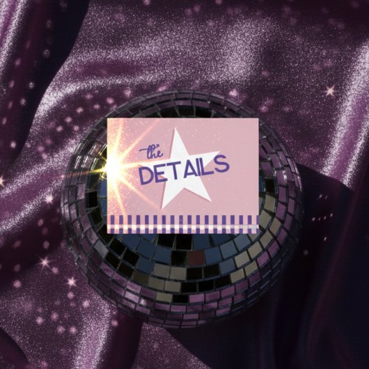 Retro Pink & Silver Disco Wedding Detail Foil Card 箔シーズンポストカード