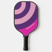 Retro Pink Sky Circle Stripe with Name ピックルボールラケット (裏面)