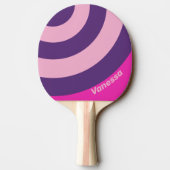 Retro Pink Sky Circle Stripe with Name 卓球ラケット (裏面)