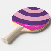 Retro Pink Sky Circle Stripe with Name 卓球ラケット (正面アングル)