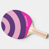 Retro Pink Sky Circle Stripe with Name 卓球ラケット (横)