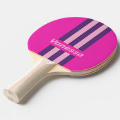 Retro Pink Sky Pin Stripes with Name 卓球ラケット (正面アングル)
