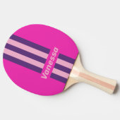 Retro Pink Sky Pin Stripes with Name 卓球ラケット (横)