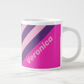 Retro Pink Sky Stripes with Name ジャンボコーヒーマグカップ (右)