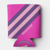 Retro Pink Sky Stripes with Name 缶クーラー (裏面)