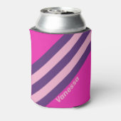 Retro Pink Sky Stripes with Name 缶クーラー (缶裏面)