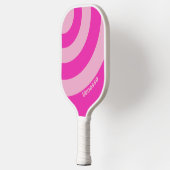 Retro Pink Sky Three Circle Stripe with Name ピックルボールラケット (左)